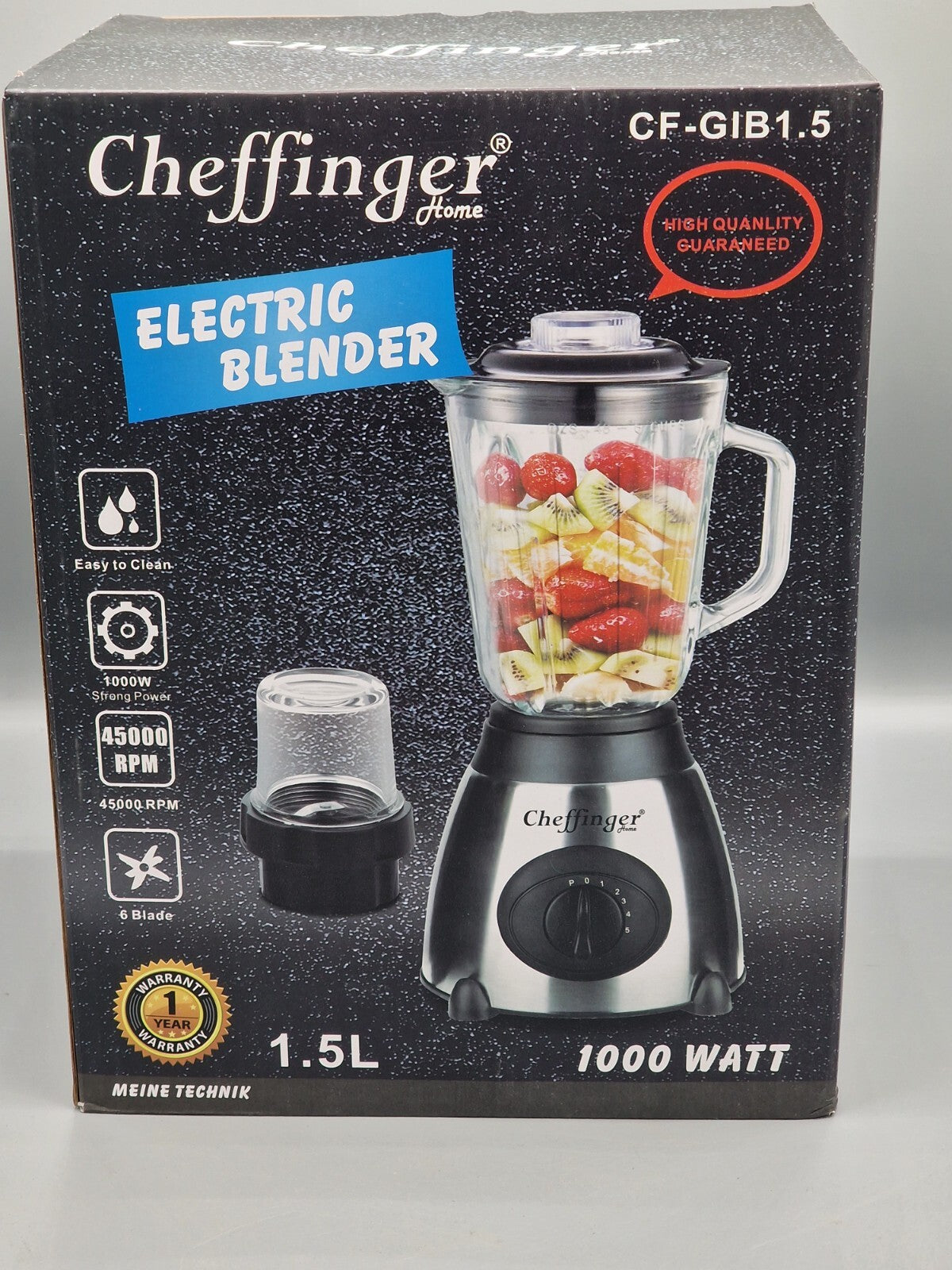 Cheffinger CF-GIB1.5 2-in-1 Mixer Edelstahl 1,5 L Küchenmixer