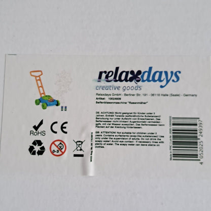 relaxdays creative goods Seifenblasenmaschine "Rasenmäher"