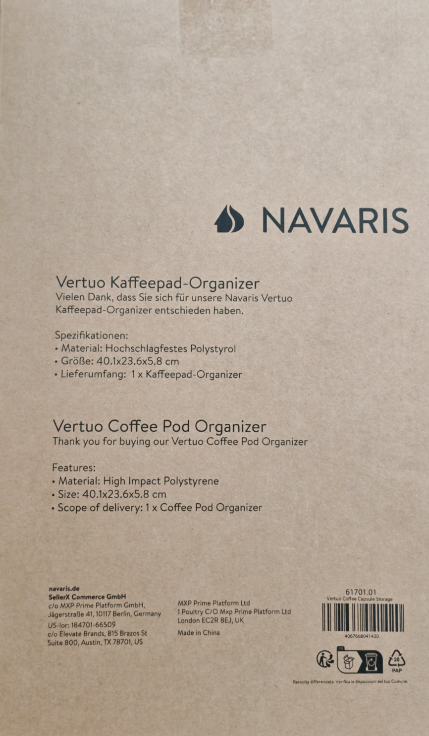 Navaris Kapselhalter für 50 Nespresso Kapseln Kapselspender Schublade Schwarz B6