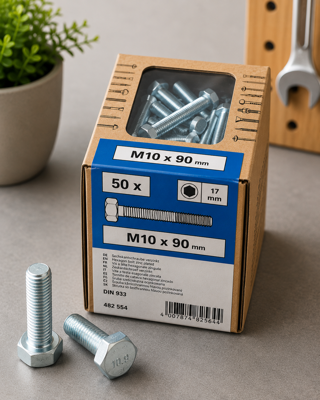 Lux Schlossschrauben verzinkt M10x90mm 50x Sechskant metrisch Gewinde