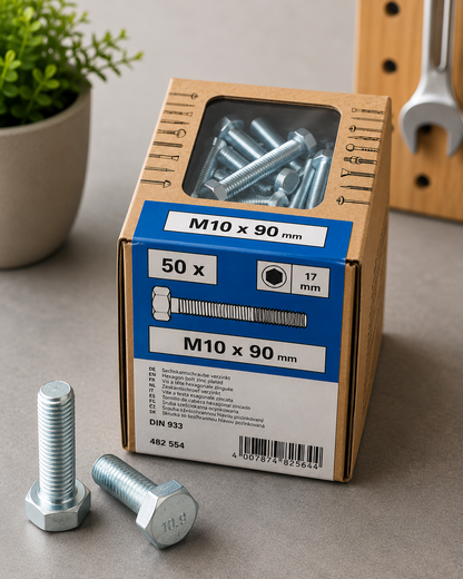 Lux Schlossschrauben verzinkt M10x90mm 50x Sechskant metrisch Gewinde