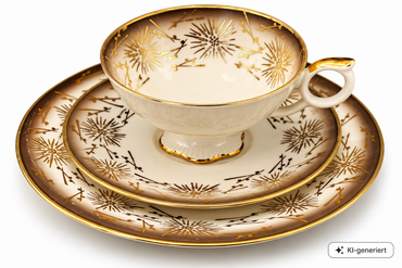 Bavaria Elfenbein Porzellan Sammeltasse 3-teilig Golddekor Vintage Gedeck