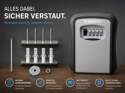 Stonereef Schlüsselbox Wetterfest Zahlencode Schlüsselsafe Key Safe bis 5 A4