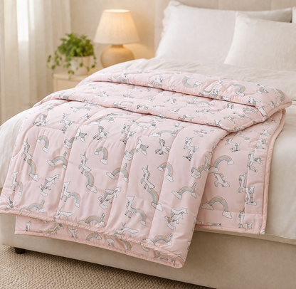 Amazon Basics Gewichtsdecke 4,54kg Rosa Einhorn 104x152 cm