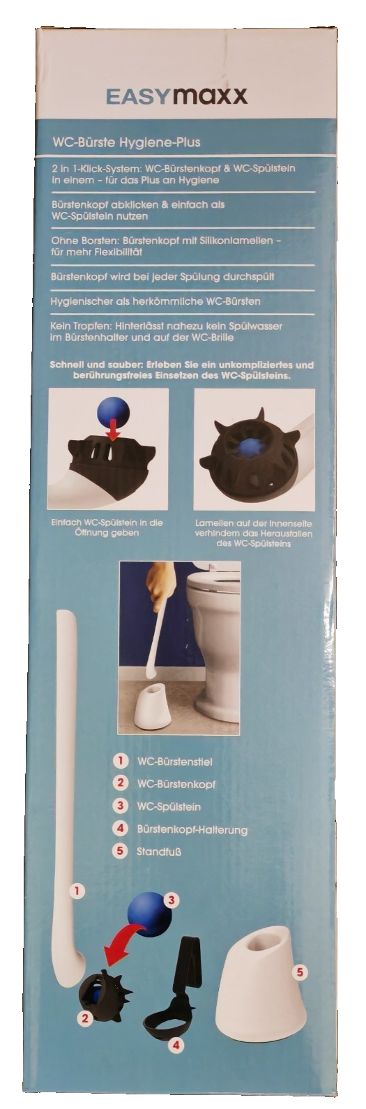 EASYmaxx WC Bürste Hygiene Plus 2in1 Spülstein Klo Bürste Weiß Schwarz