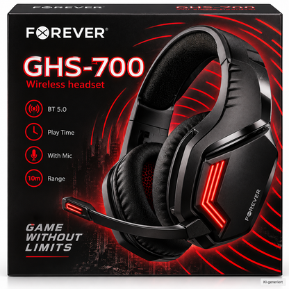 Forever GHS-700 Wireless Gaming Headset Bluetooth 5.0 RGB Mikrofon Schwarz A8