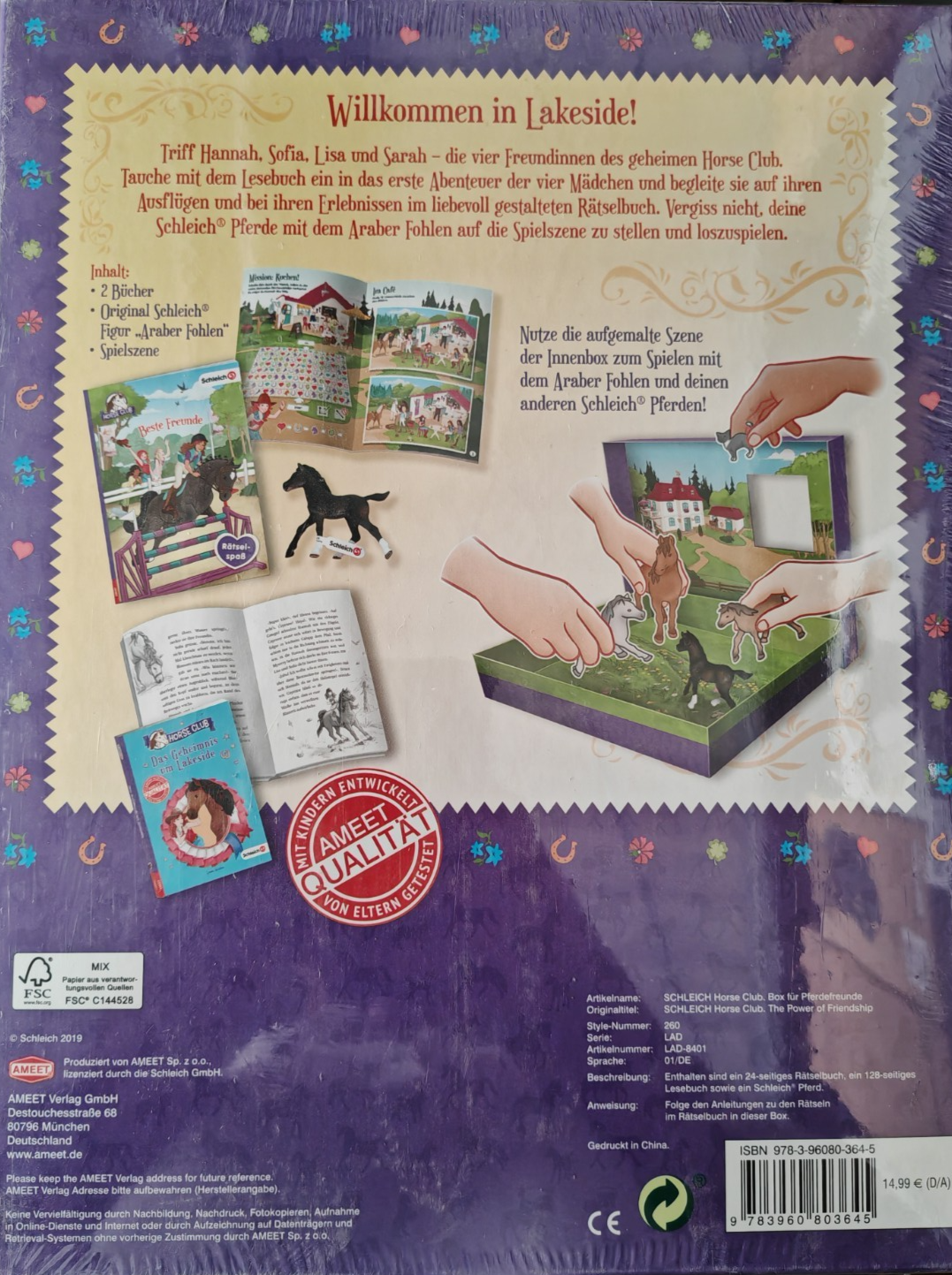 Schleich Horse Club Box für Pferdefreunde Araber Fohlen 2 Bücher AMEET D6