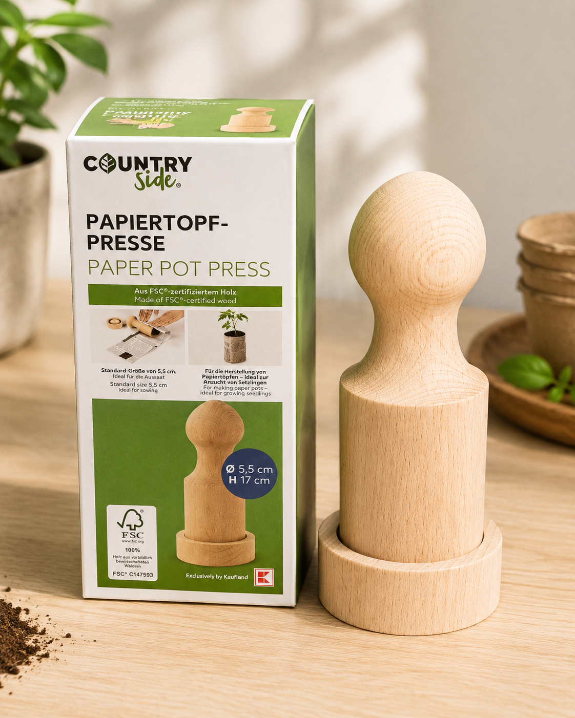 Countryside Papiertopf Presse Set Töpfchenmacher Garten Anzucht Zubehör