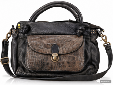Desiderius Damen Ledertasche Schwarz Schwarz Rindsleder Handtasche Schulter H3