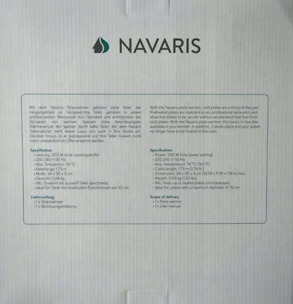 Navaris XXL Tellerwärmer 200W für 10 Teller Gastro Wärmematte elektrisch C05