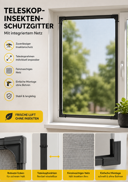 EASYmaxx Insect Protect Fliegengitter Fenster Teleskop Insektenschutz Netz B-02
