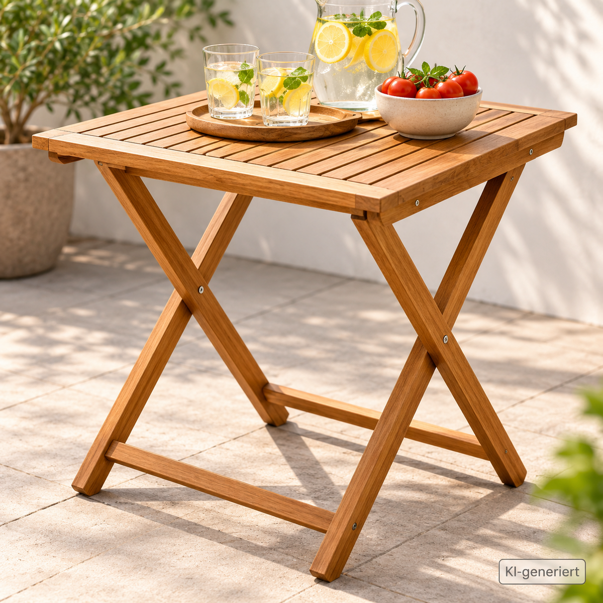 Copland Balkontisch 60x60cm Eukalyptus Holz Klapptisch Garten Terrasse FSC HA6