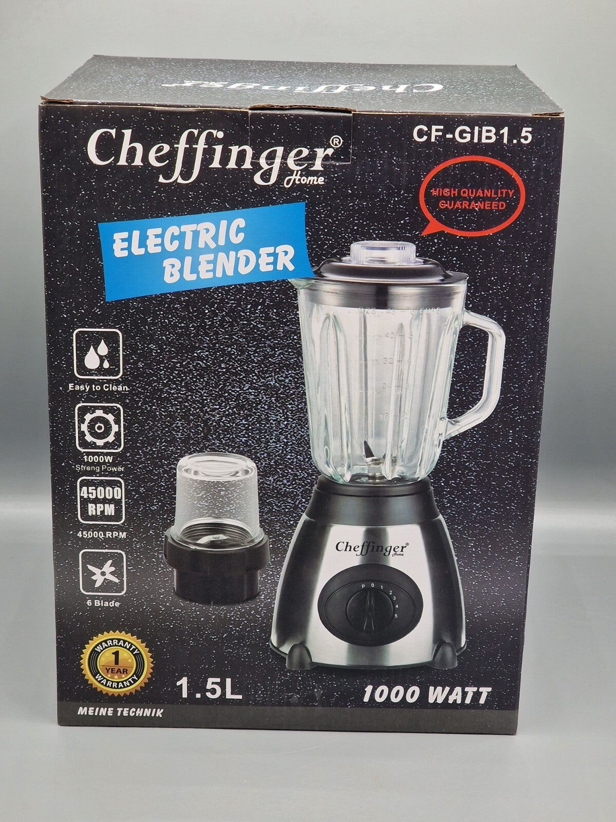 Cheffinger CF-GIB1.5 2-in-1 Mixer Edelstahl 1,5 L Küchenmixer