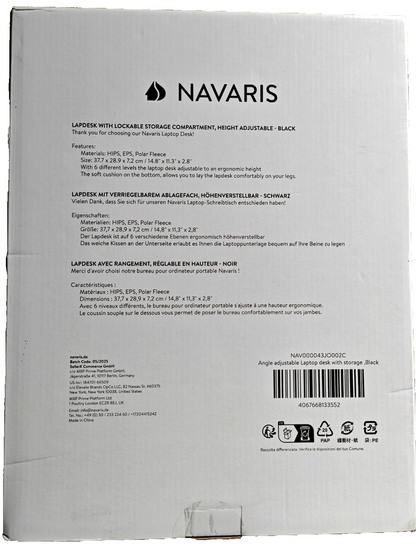 Navaris Laptop Tisch Bettablage Tablet Ständer 8 Stufen Schwarz