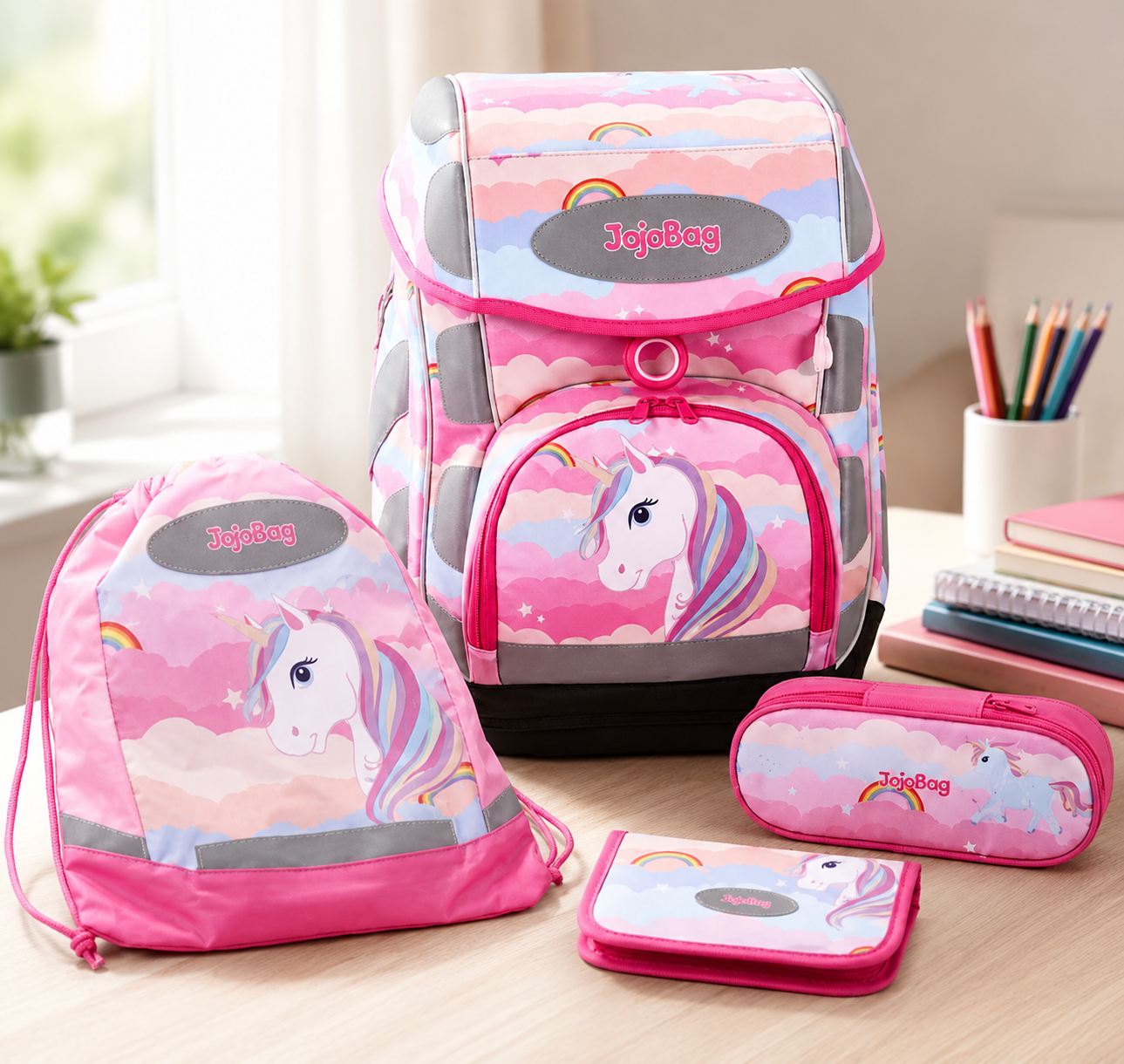 Jojobag Schulranzen Set Federmappe Sportbeutel Büchertasche Rucksack D8