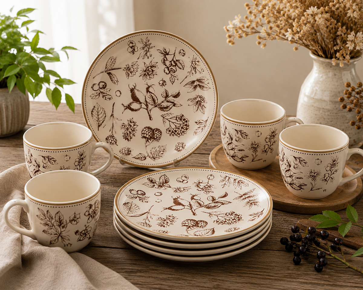 Weltbild Rubin Garten Kaffeeservice 12tlg Porzellan Tassen Teller Blumen HA17