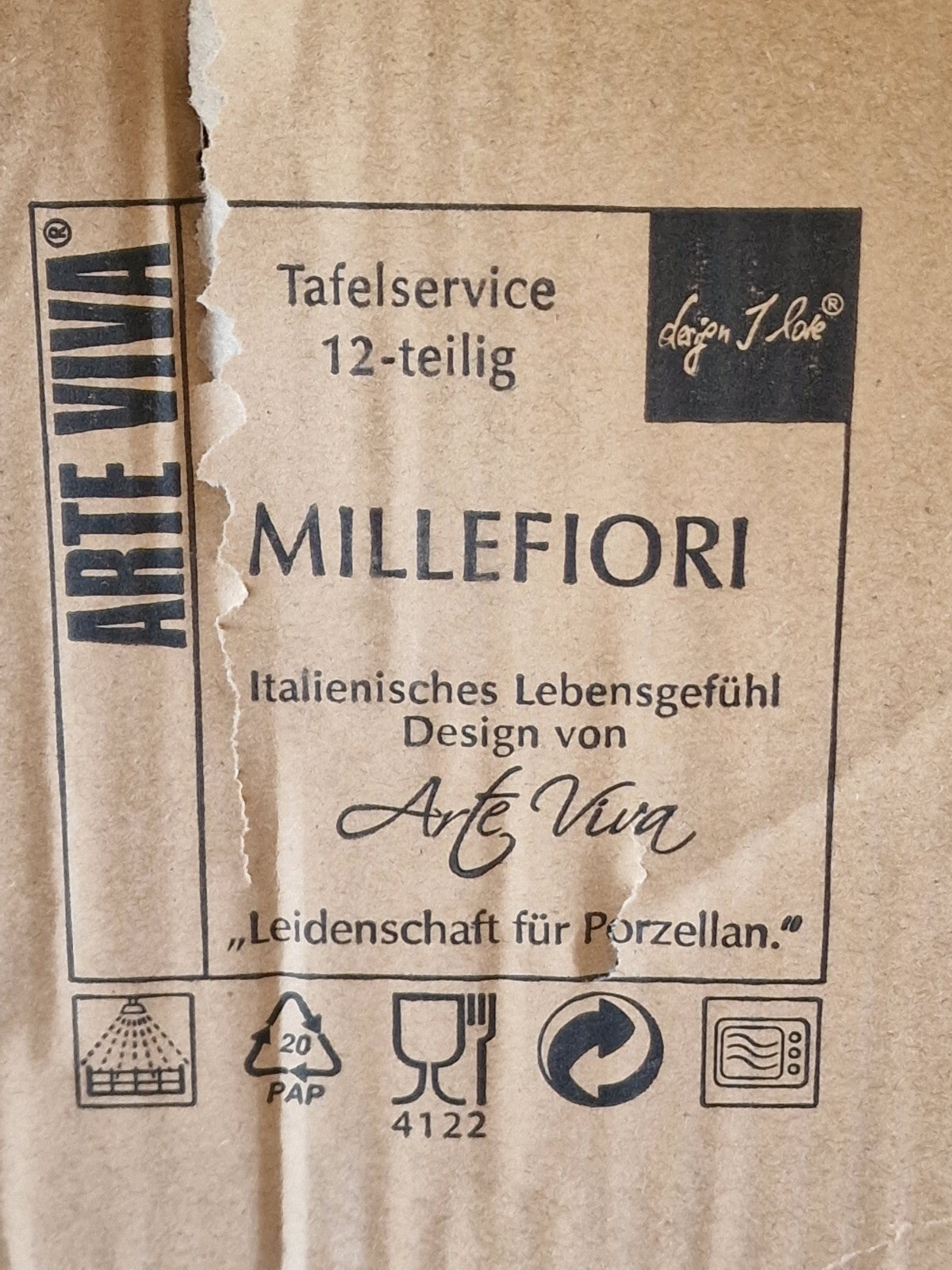 Arte Viva Tafelservice 12-teilig Millefiori Blumen Design Geschirr Set