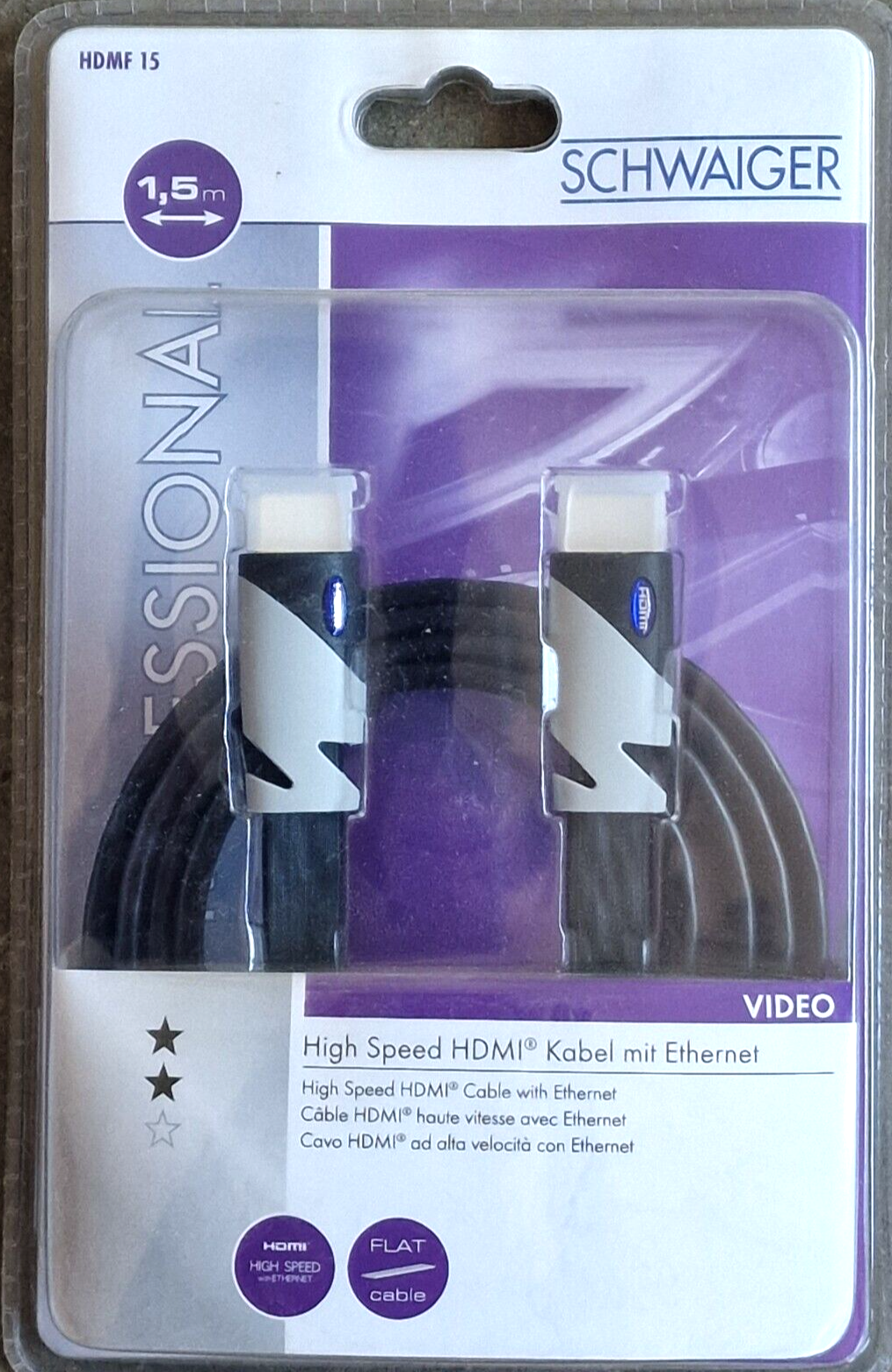 Schwaiger HDMF15 HDMI Kabel High Speed mit Ethernet TV Kabel