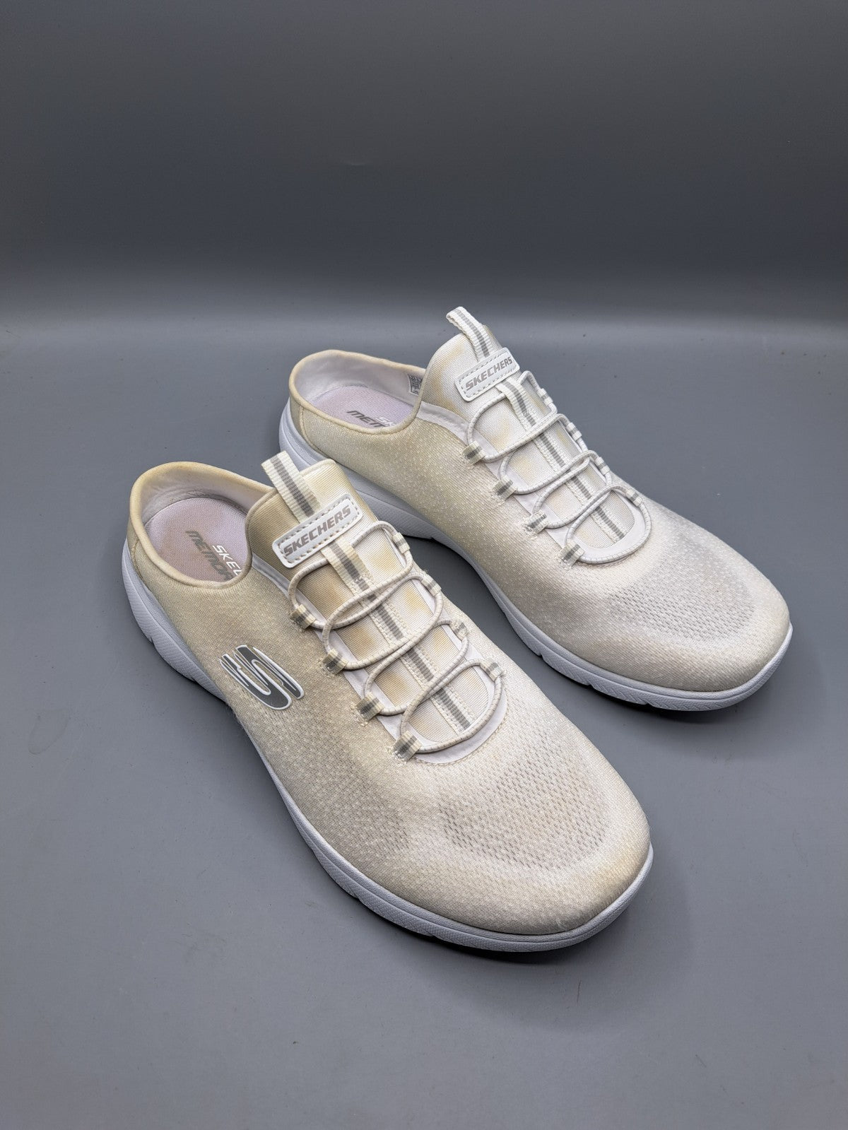 SKECHERS Damen-Sabot Summits Mesh Atmungsaktiv Weiß Größe 41 ✅