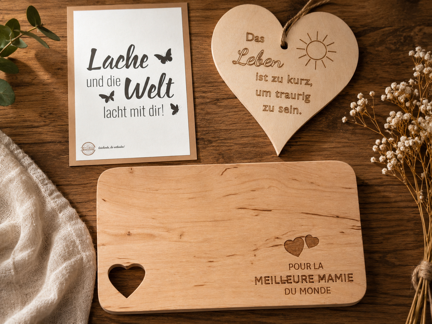 Spruchreif Frühstücksbrett Holz mit Gravur Brotbrett Geschenk Oma Opa Familie B5