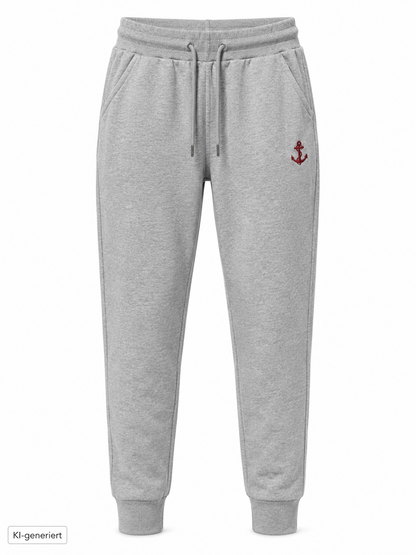 Strandfein Menswear Herren Sweathose Gr. L Grau Meliert Jogginghose Anker D2