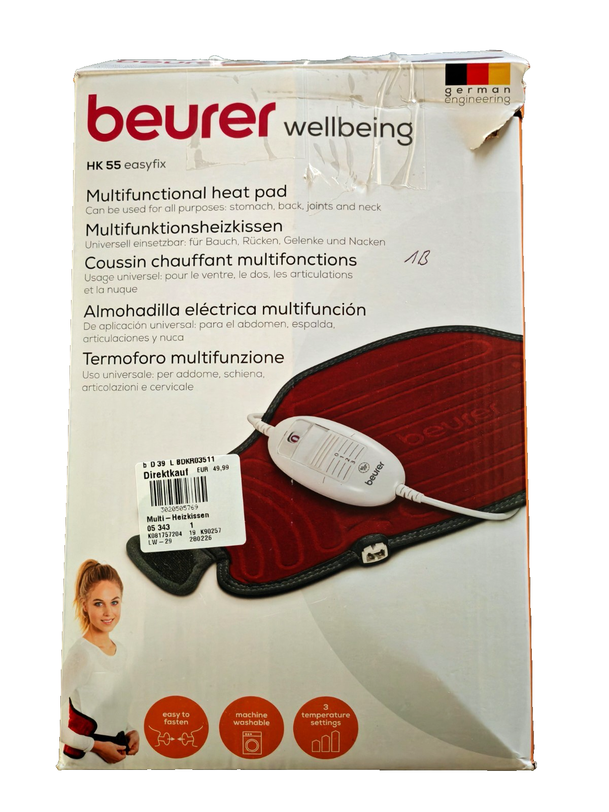 Beurer HK55 Easyfix Multifunktionsheizkissen Heizkissen Wärmegürtel Komfort A25