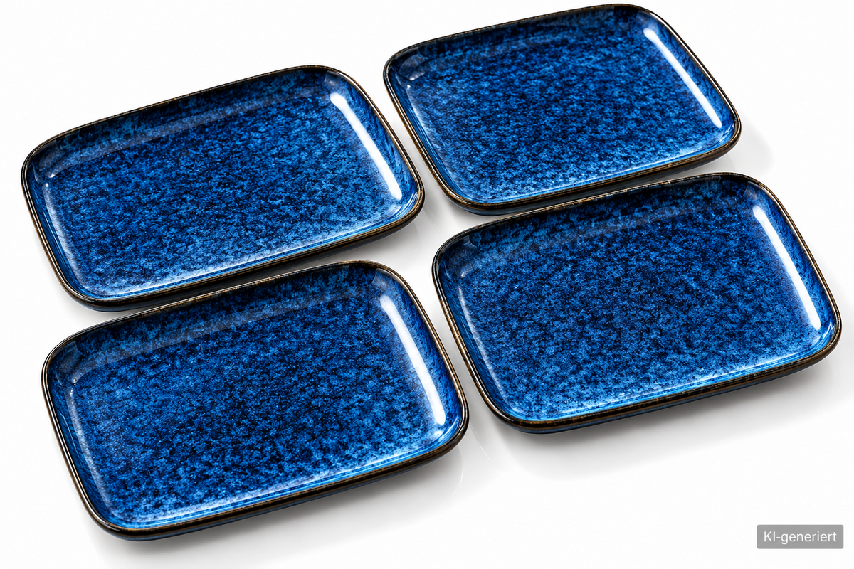 vancasso Stern 4er Set Servierplatten Blau Rechteckig Steinzeug Geschirr HOA18