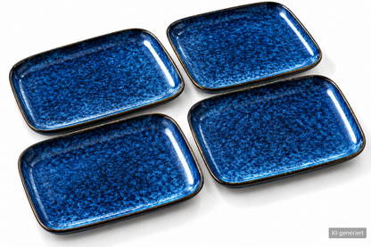 vancasso Stern 4er Set Servierplatten Blau Rechteckig Steinzeug Geschirr HOA18