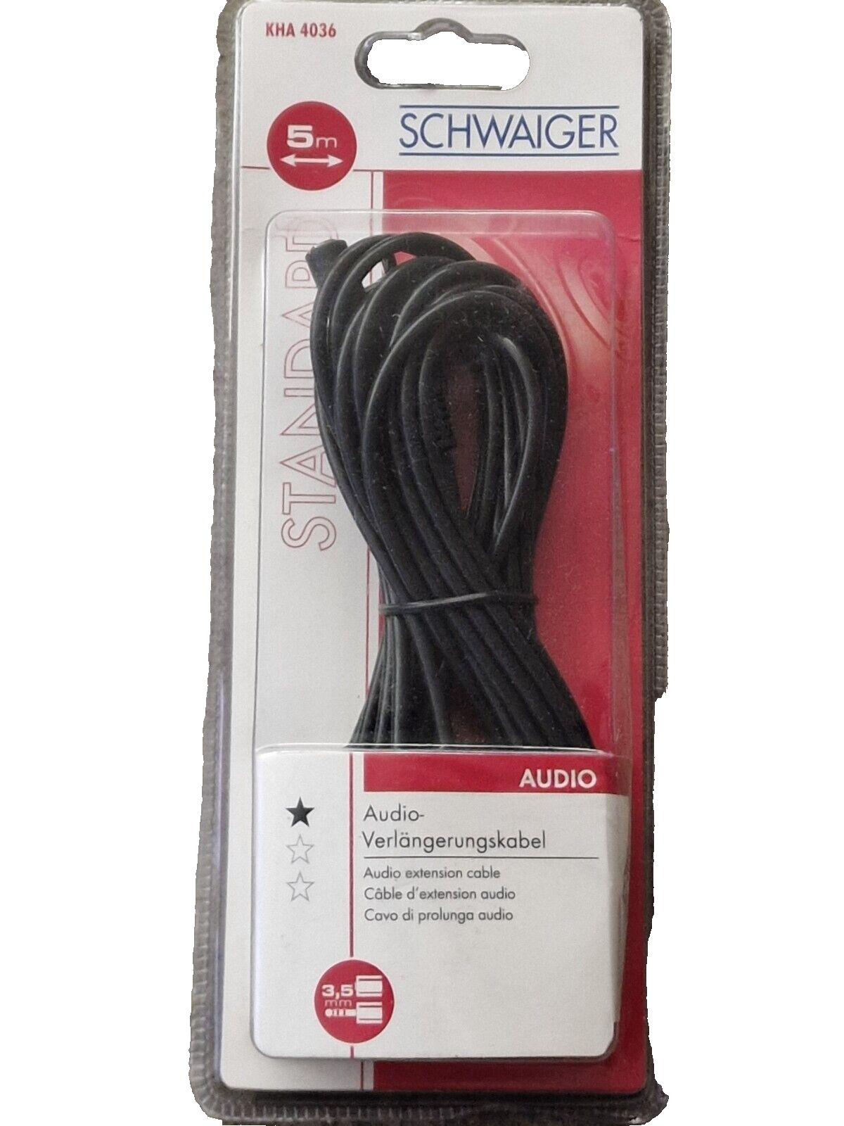 Schwaiger KHA4036 Audio Verlängerungskabel 5m Stereo AUX Kabel