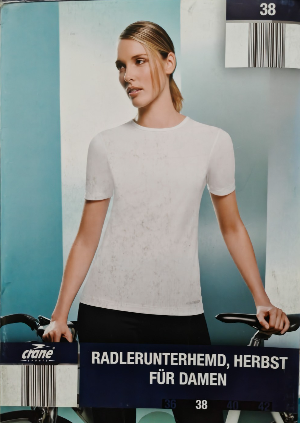 Crane Damen Radlerunterhemd Herbst Gr. 38 Weiß Kurzarm Funktionsshirt G3