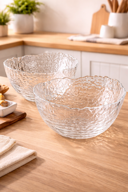 Glasschüssel Set 2er Salatschüssel Obstschale Glas L +  XL