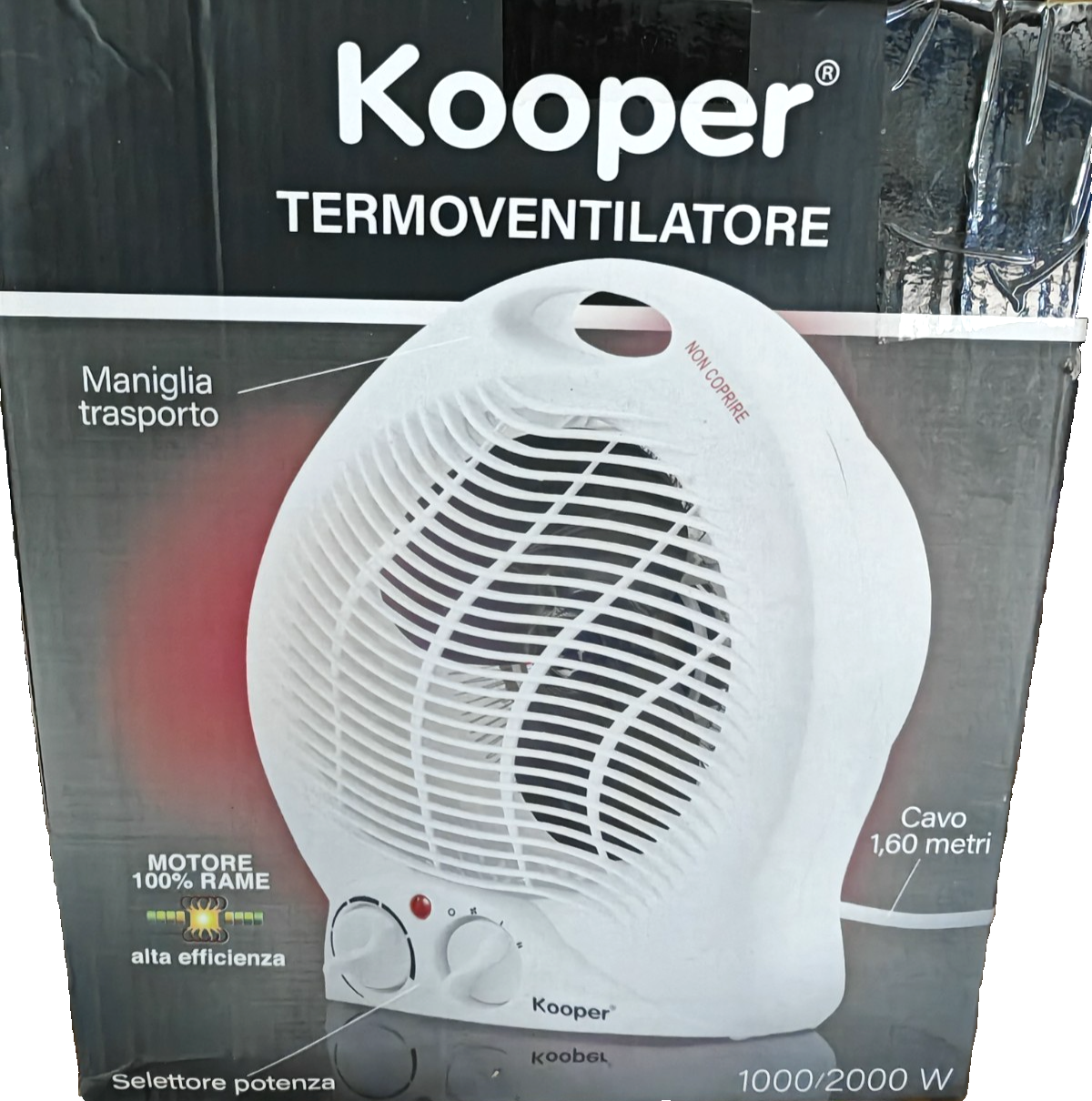 Kooper Heizlüfter 2000W Elektroheizer Thermostat 2 Heizstufen 1000/2000W  HA28
