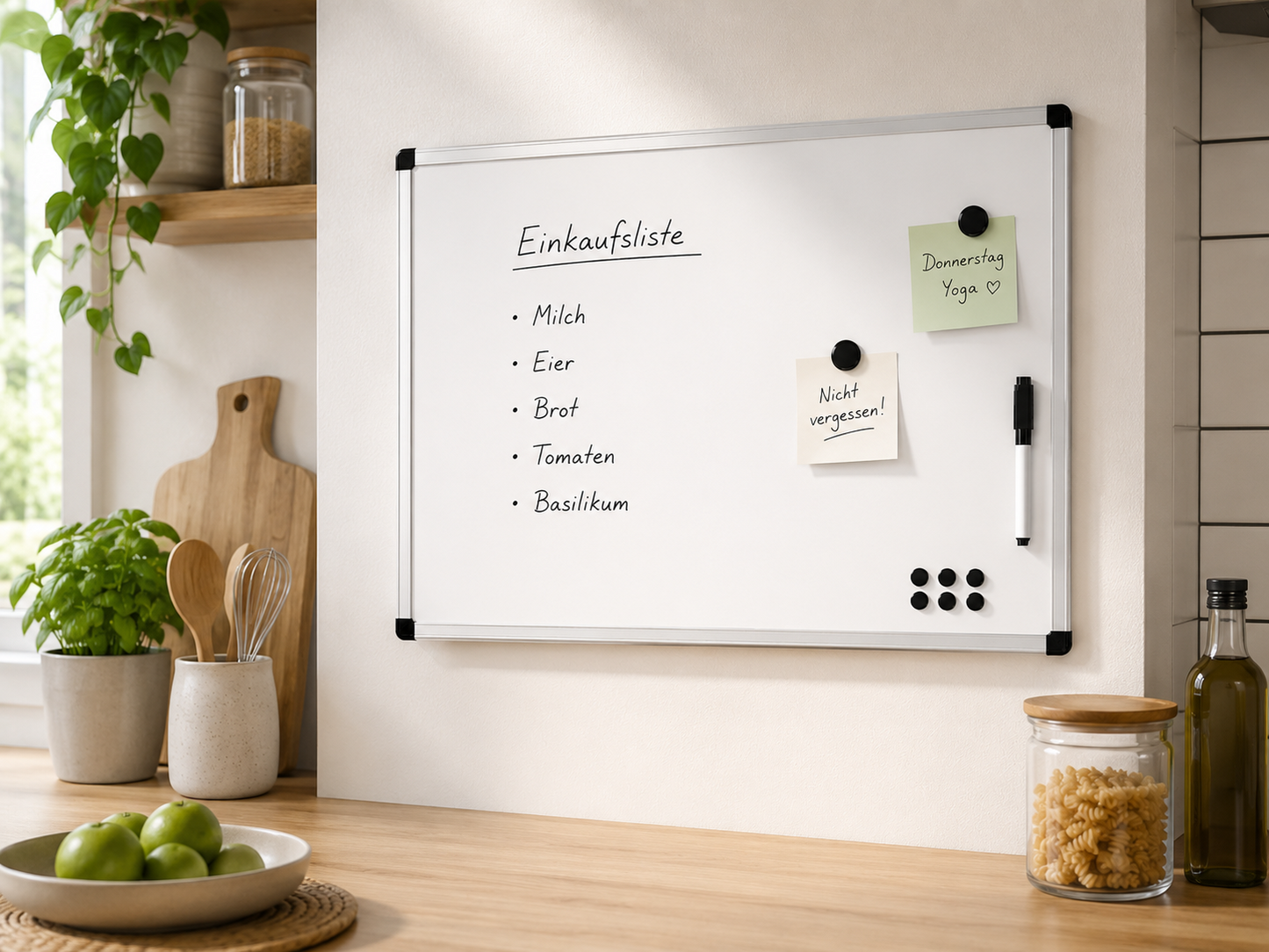 Navaris Kombiboard 60x40cm Whiteboard Magnettafel Magnetboard Alurahmen Set F4