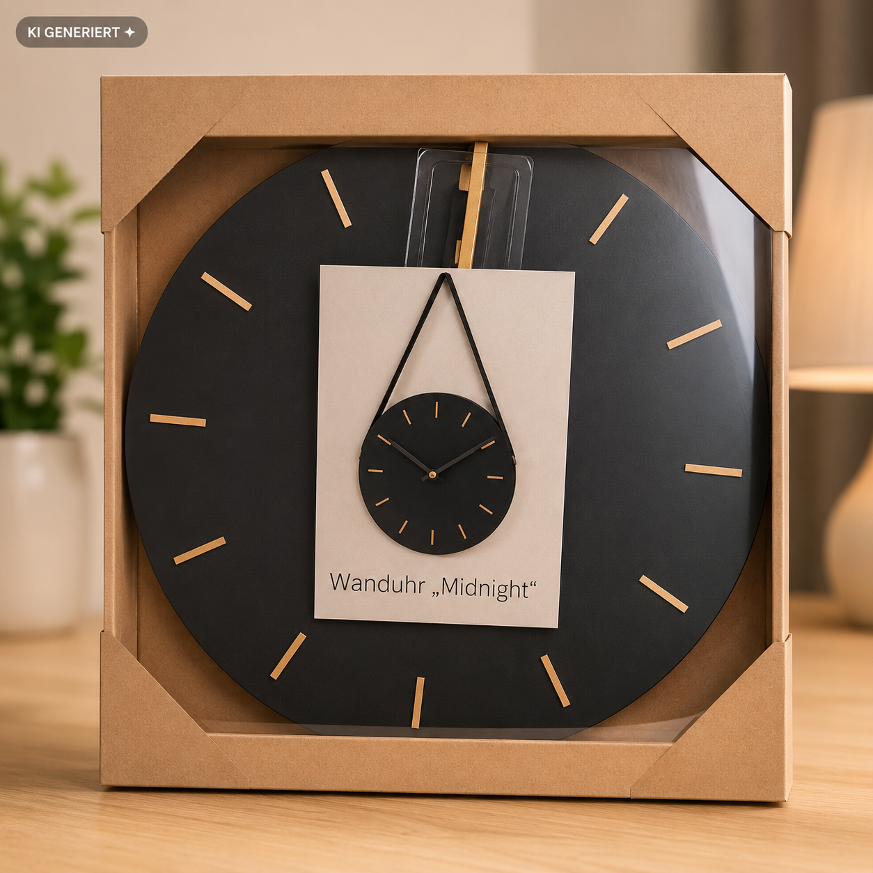 Tawo Wanduhr Midnight mit Lederriemen Moderne Design Uhr Hänge Wohnzimmer HA25