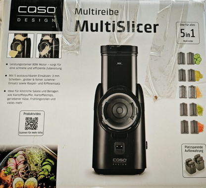 CASO MultiSlicer 5in1 Multireibe Elektrisch Gemüse Käse Reibe 80W Set B-03