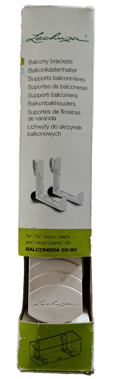 LECHUZA BALCONERA Balkonkastenhalter 2er Set Weiß bis 50kg Original Halter A9
