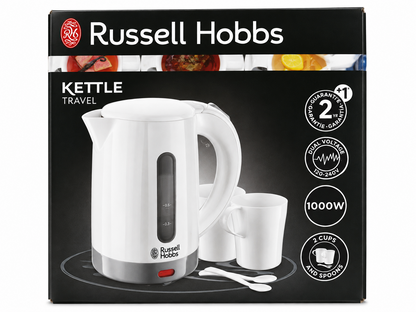 Russell Hobbs Reisewasserkocher 0,85L 1000W 2 Tassen Camping Weiß B8