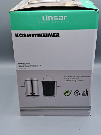 Linsar Kosmetikeimer 3L mit Fußtrittmechanismus Abfalleimer Badezimmer