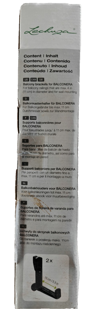 LECHUZA BALCONERA Balkonkastenhalter 2er Set Schwarz bis 25kg Geländer D10