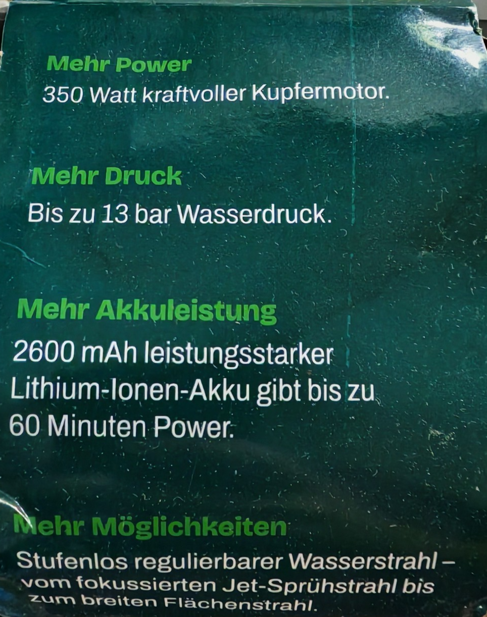 Hammersmith HydroBlast Pro Akku Reinigungspistole 13bar Hochdruckreiniger HA23