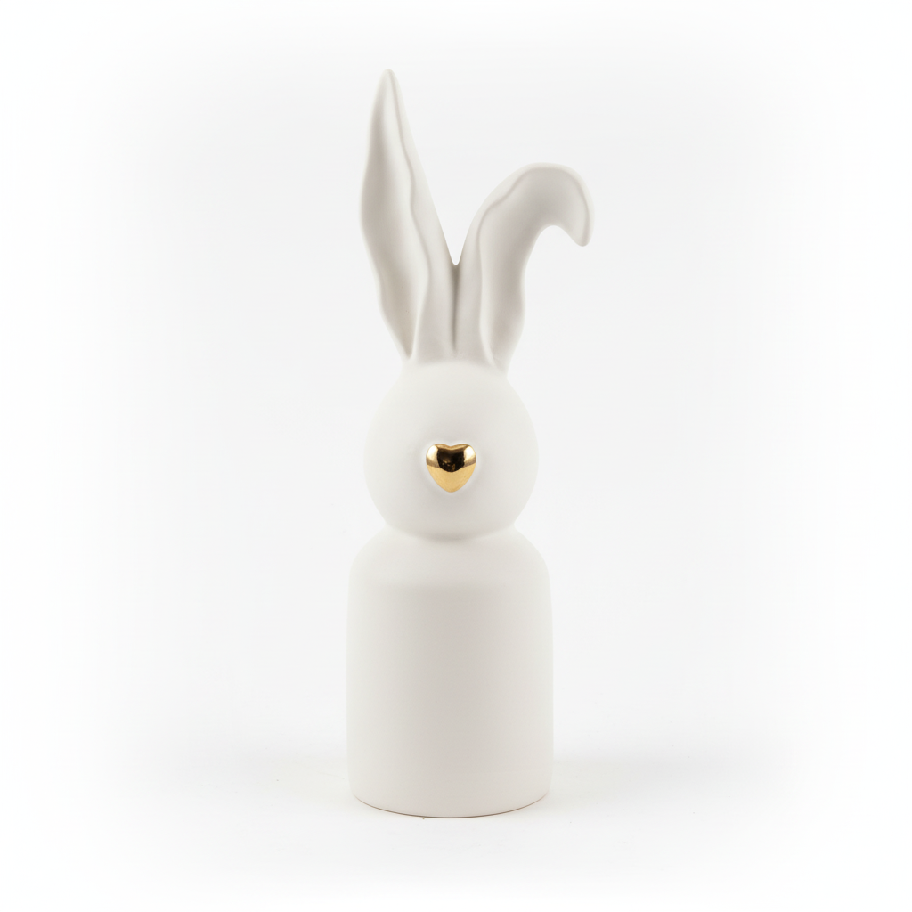 Tchibo Vase Hase aus Keramik mit Herznase – Weiß, Dekorativer Hingucker