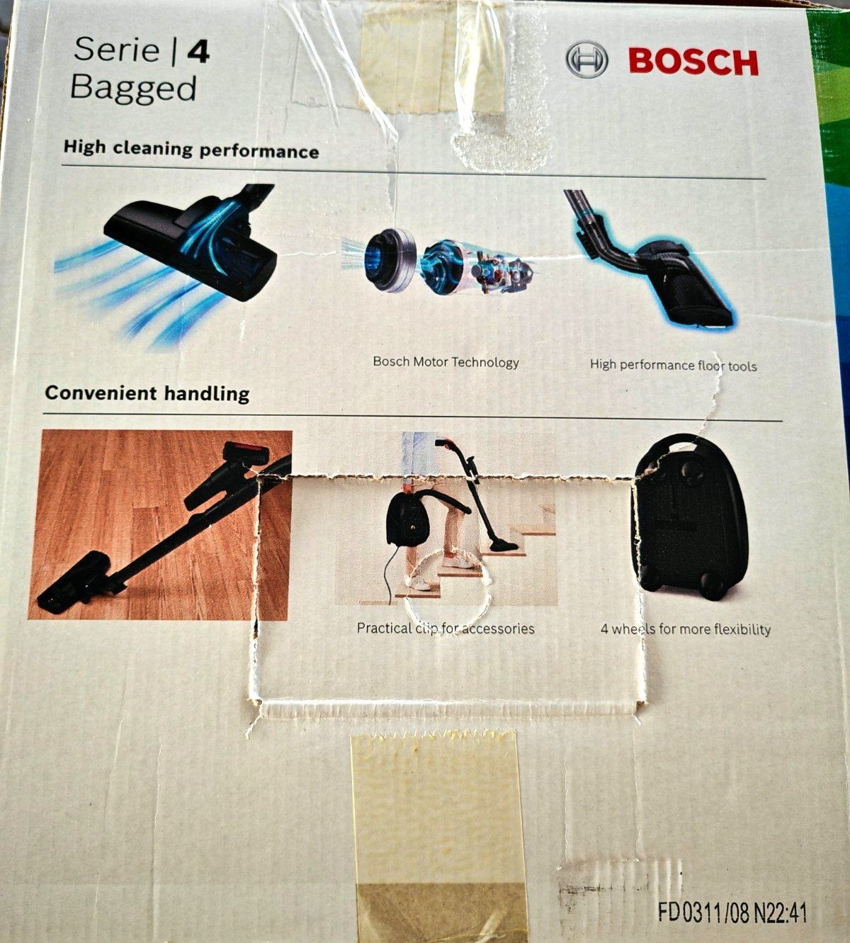 Bosch Serie 4 BGD38RD1H Staubsauger Beutel 600W Hygienefilter Rot Profi HO-031