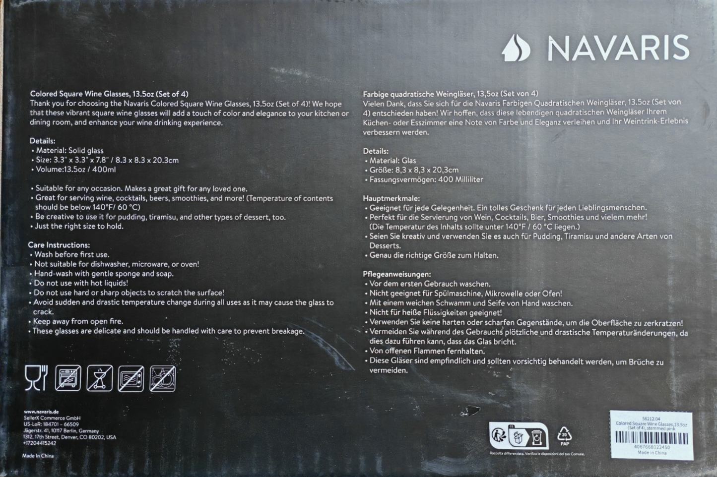 Navaris 4er Set Weingläser 400 ml – Farbige Gläser