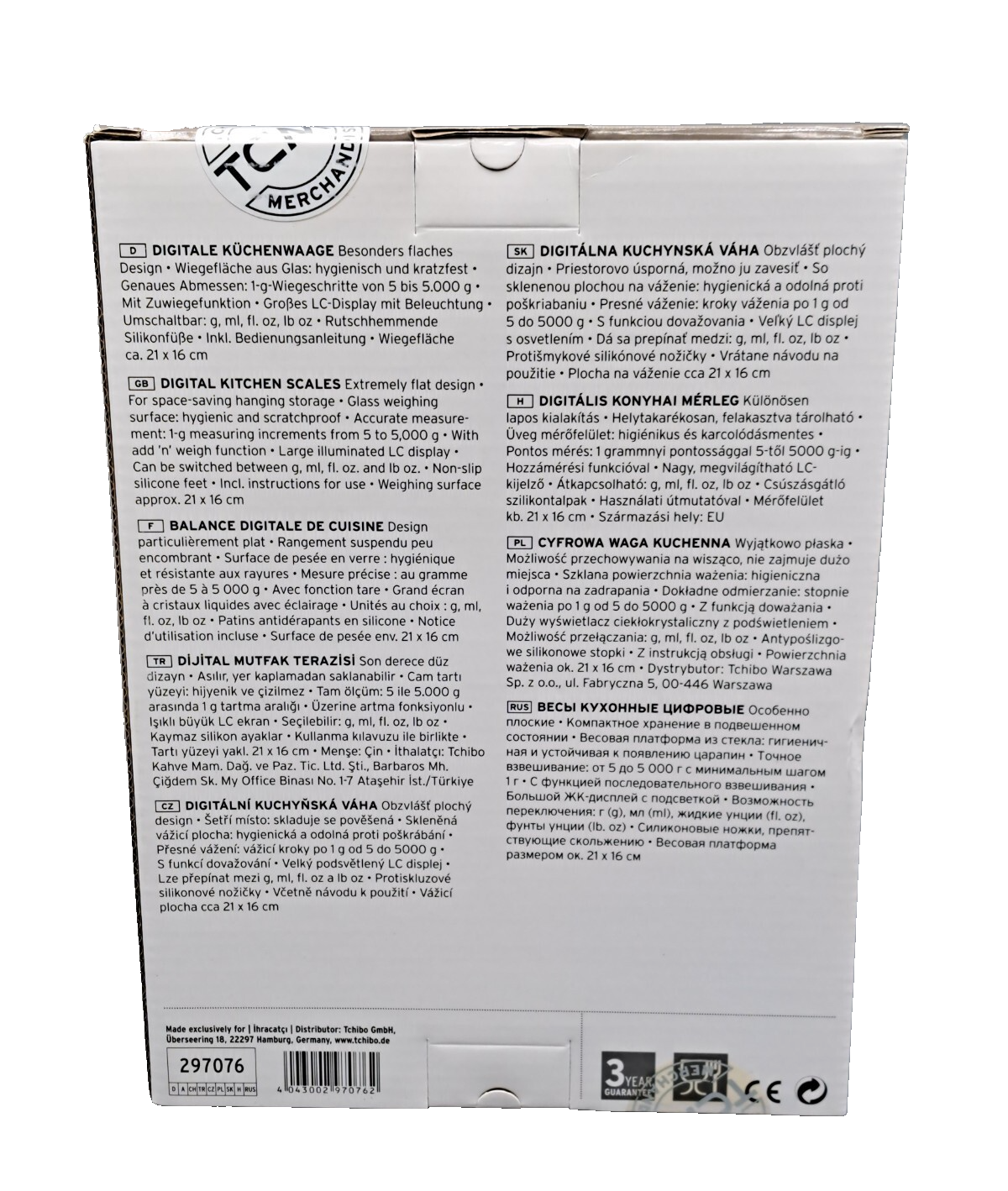 Tchibo Digitale Küchenwaage 297076 Schwarz Haushaltswaage Küche LCD