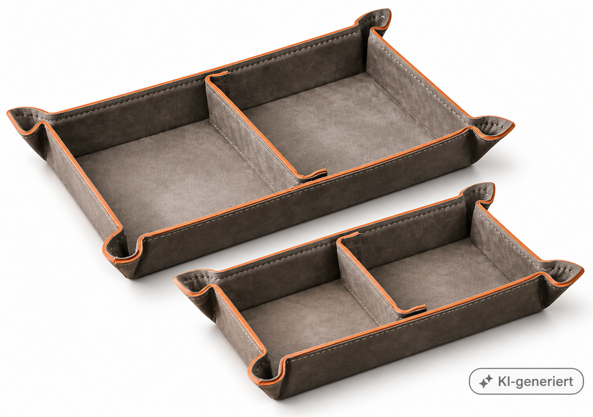 Navaris 2er Set Tablett Kunstleder Grau Ablageschale Organizer Schmuck C-03