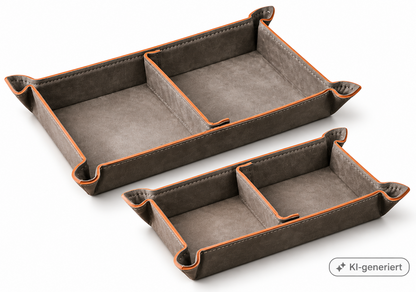 Navaris 2er Set Tablett Kunstleder Grau Ablageschale Organizer Schmuck C-03