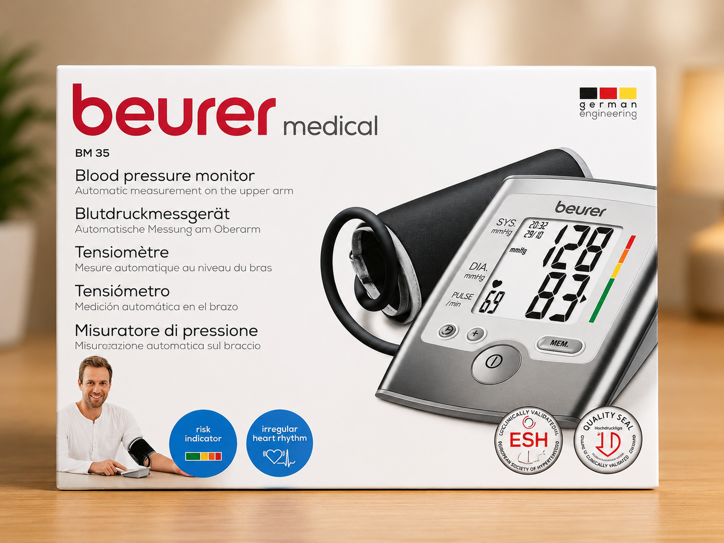 Beurer BM35 Oberarm Blutdruckmessgerät Arrhythmie Risikoindikator Speicher C04