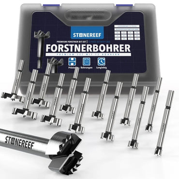 STONEREEF Forstnerbohrer Set 12-tlg Holzbohrer Bohrersatz Astlochbohrer Holz A1