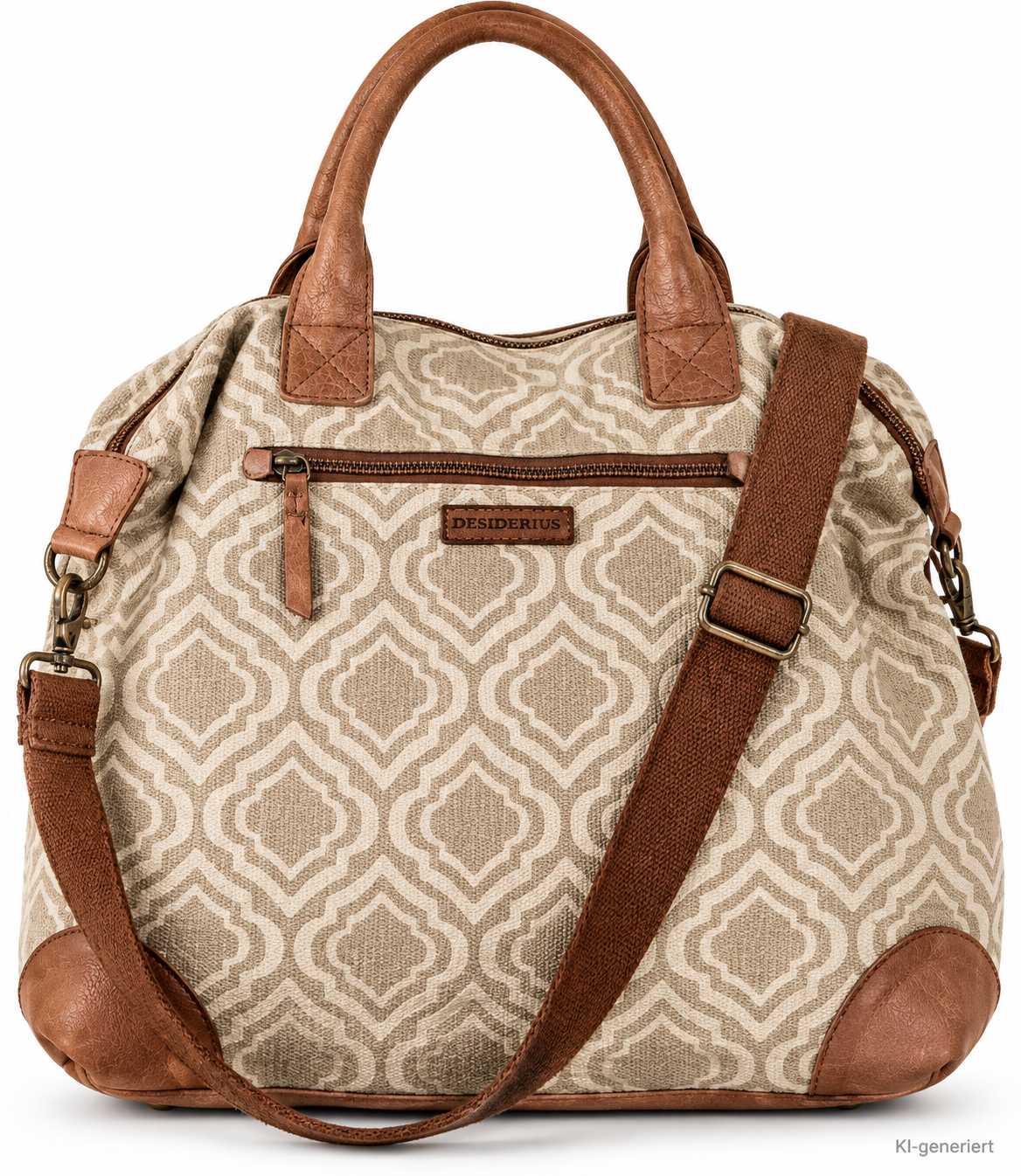 DESIDERIUS Marcelina Klarine Tasche Taupe Rose Canvas Leder Schultertasche H3