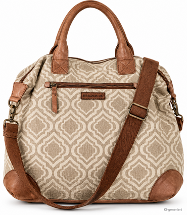 DESIDERIUS Marcelina Klarine Tasche Taupe Rose Canvas Leder Schultertasche H3